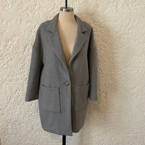 Tuckernuck Emerson Fry Gray Wool Car Layering Coat Women's Small, Preppy